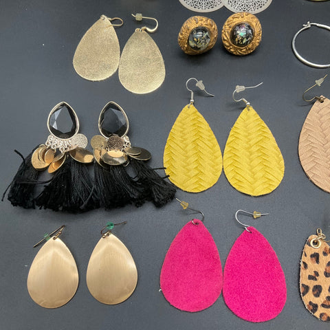 Contemporary Costume Pierced Earrings Lot of 28 Pairs Hoops Teardrops