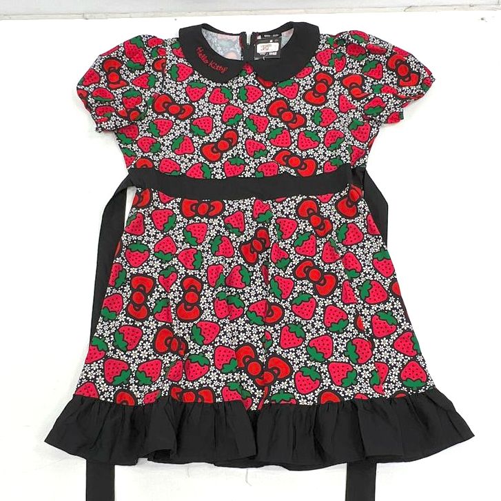 Hello Kitty Smak Parlour Black Red Strawberry Print Dress Women's 1X NWT