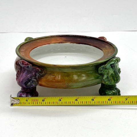 Antique Vienna Austria Porcelain Footed Bowl Figural Paw Feet Hand Painted 1900s
