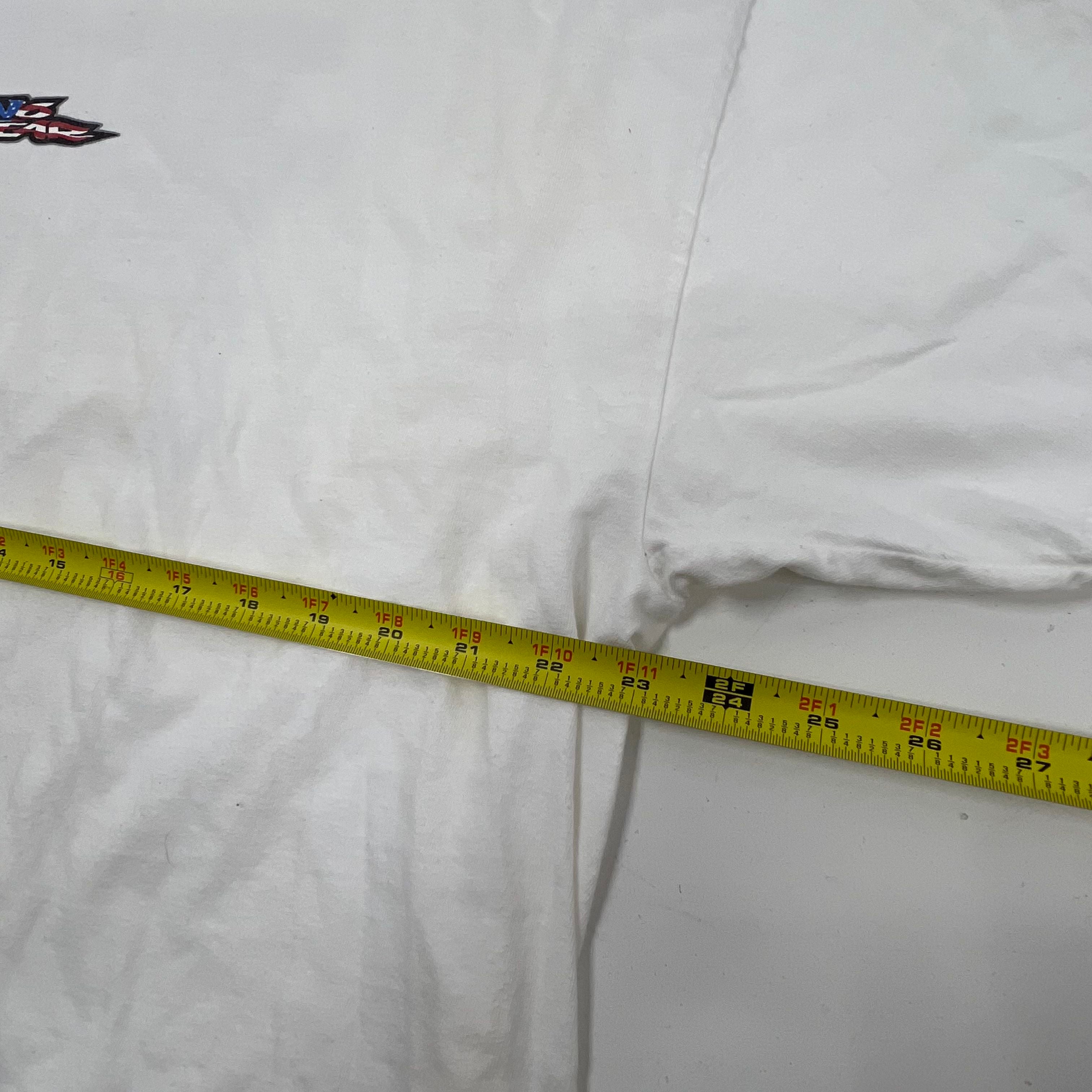 Vintage Y2K Stussy No Fear Graphic T Shirt Proud American White USA Made 2XL