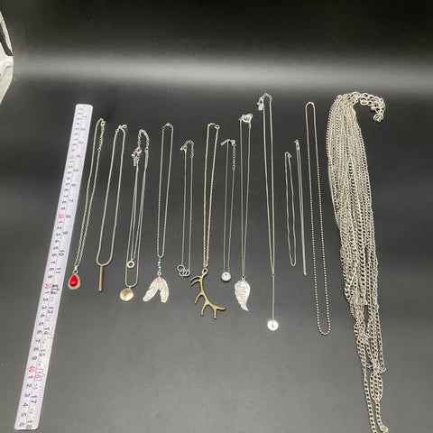 Fashion Pendant Jewelry Lot of 13 Necklaces Silver Gold Tone Antler Feather