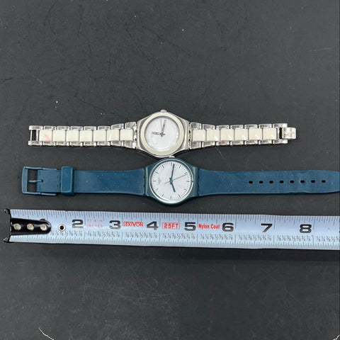 Swatch Irony Stainless Steel and Teal Plastic Swiss Made Watches Lot of 2