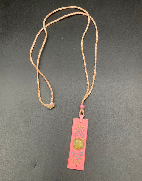 Vintage Mid-Century Girl's Pink Celluloid Toy Jewelry Set Watch Compact Comb