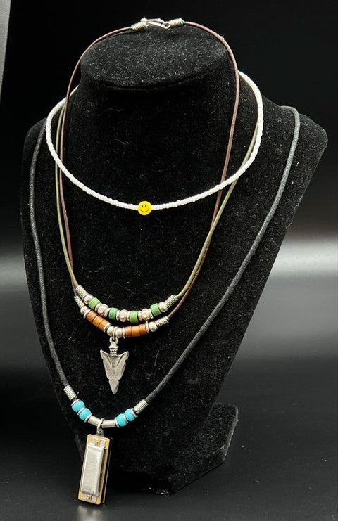 Boho Eclectic Fashion Necklace Lot of 10 Shell Bead Harmonica Wizard Arrowhead