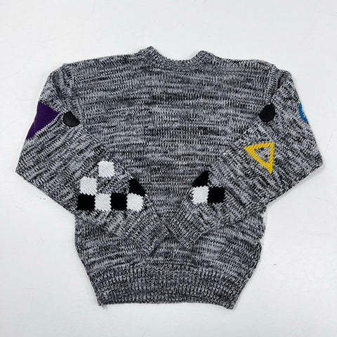Vintage 90s FIX Geometric Patchwork Abstract Knit Sweater Sz S