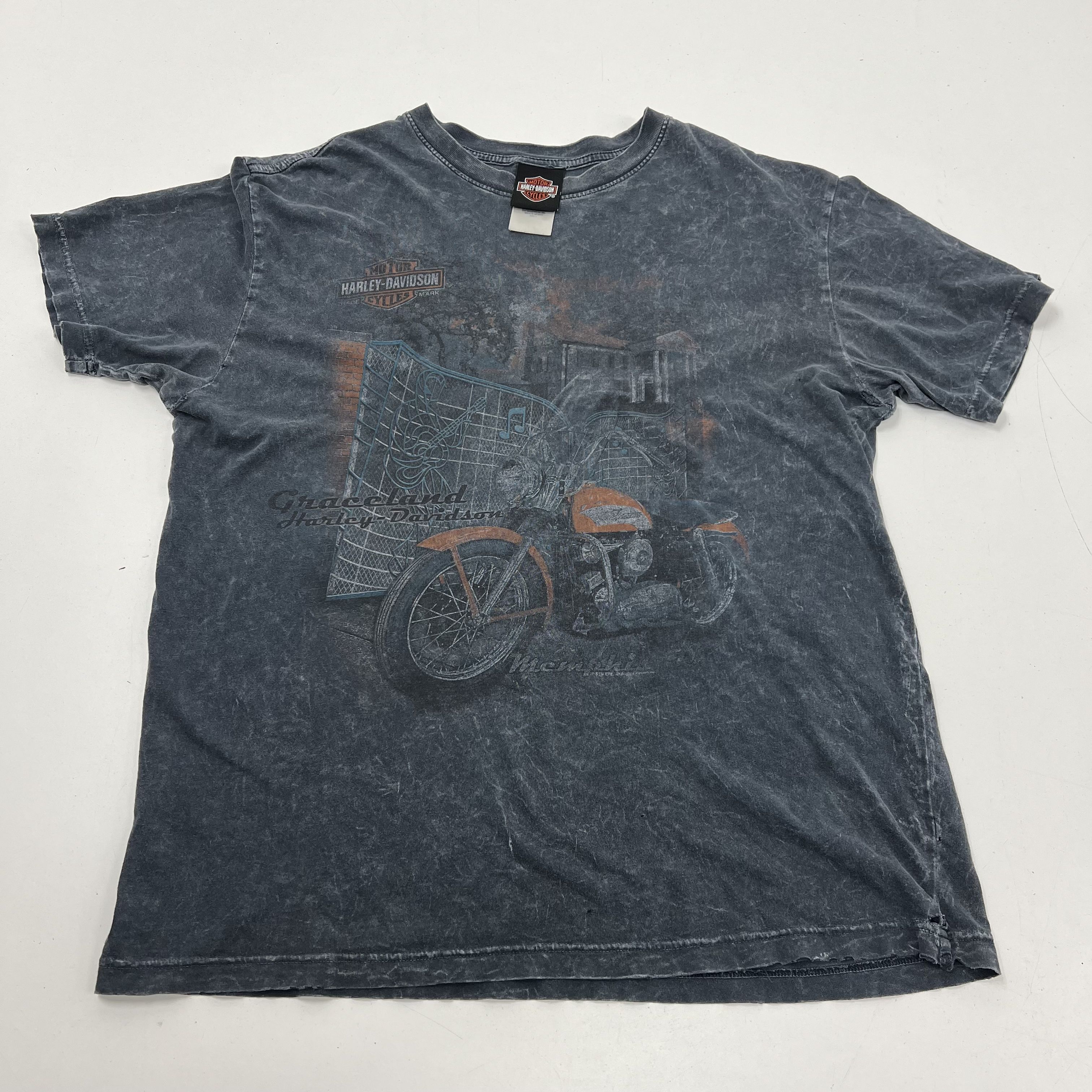 Vintage Y2K Harley-Davidson Graceland Memphis TN Acid Wash T-Shirt Sz M