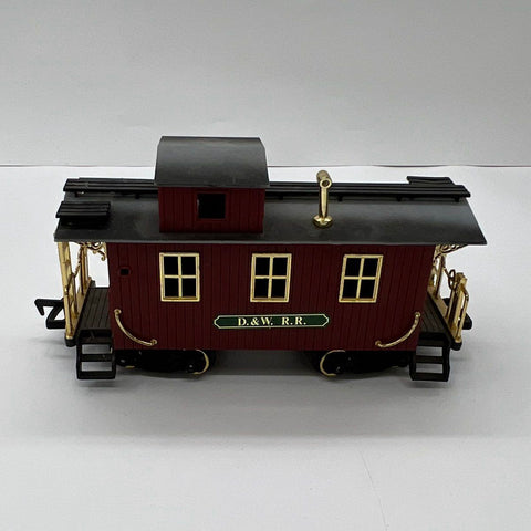 D&W R.R. Model Train Caboose and Metal Track Lot G Scale Vintage Style