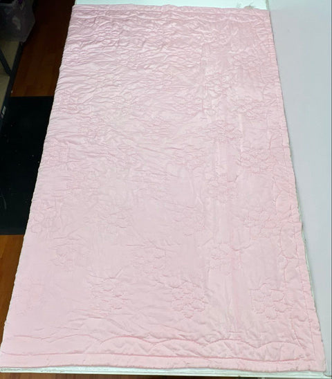 Pottery Barn Kids Girls Pink Floral Quilted Silk Blend Bedspread Sham Set
