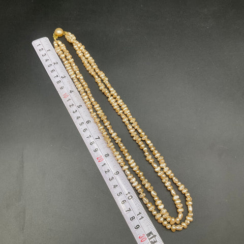 Vintage Costume Jewelry Lot 2 Necklaces Blue White Beaded & Faux Pearl Strands