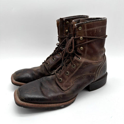 Ariat Heritage Lacer II Brown Leather Square Toe Work Boots Size 11.5 D