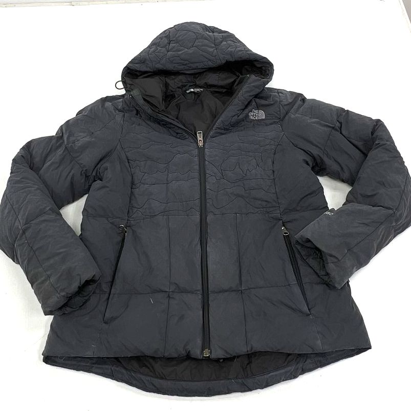 The North Face 550 Fill Down Faded Black Hooded Puffer Jacket Womens M