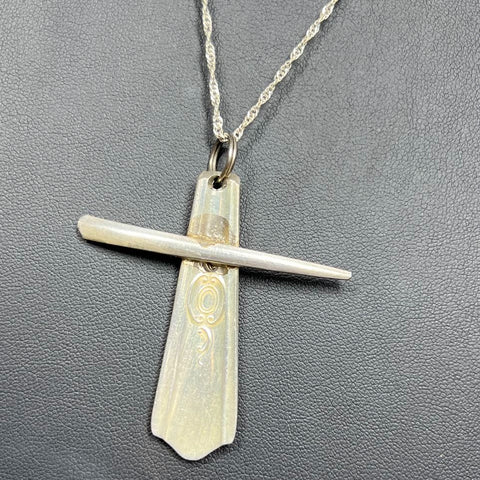 Sterling Silver Fork Cross Necklace 14.49g