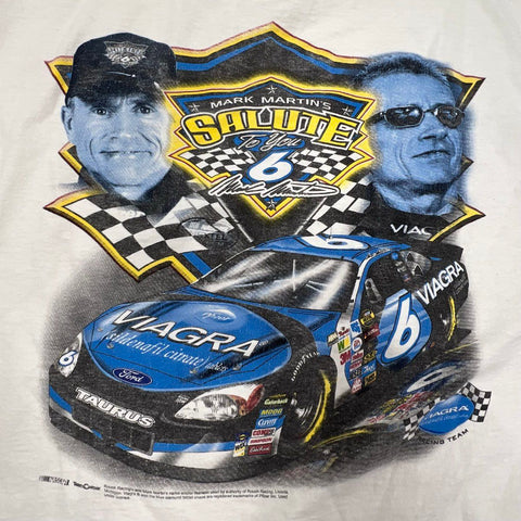 Vintage Mark Martin #6 Viagra Roush Racing NASCAR T-Shirt Double Sided Sz XL