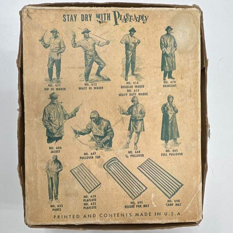 Vintage 50s Hodgman Plast-A-Ply No 614 Fishing Waders NOS NIB Sz Large USA