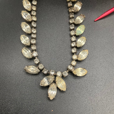 Vintage Rhinestone Necklace Lot of 2 Silver Tone Choker Statement Jewelry