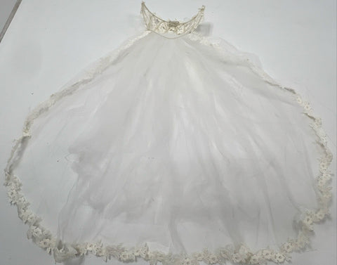 Vintage 80s 90s Wedding Veil with Lace Crown Headpiece and Ring Bearer Pillow