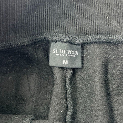 Si Tu Veux Black Stacked XL Inseam Flared Leg Logo Sweatpants Men's Size M