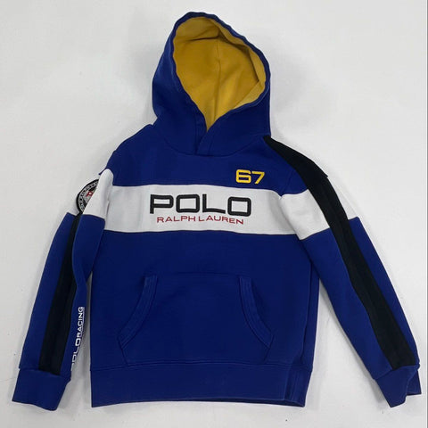 Polo Ralph Lauren Boys' Hoodie Blue Colorblock 67 Racing Pullover Size 7