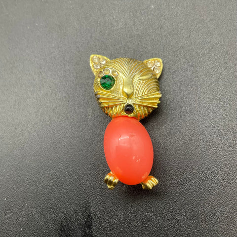 Vintage Costume Jewelry Animal Brooch Lot 4 Gerry's Owl Cat Rooster Insect