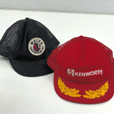 Lot of 2 Vintage Kenworth & Wales Trucker Hat Snapback Red Black Mesh Men's Adj