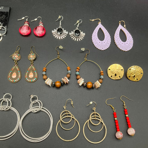 Baublebar Lane Bryant Fashion Jewelry Lot of 26 Pairs Earrings Boho Hoops Tassel