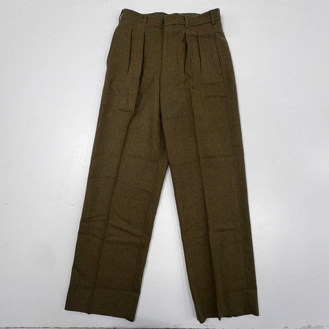 Vintage 1990 Australian Army Wool Dress Pants Pleated Brown Trousers Sz 79R