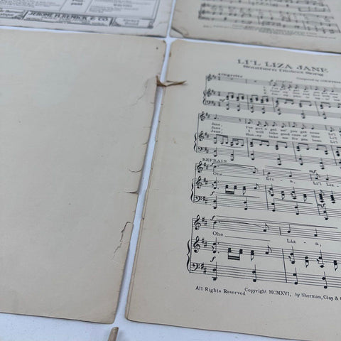 Lot of 9 Vintage Sheet Music 1910s-1940s Pretty Baby Li'l Liza Jane The Etude