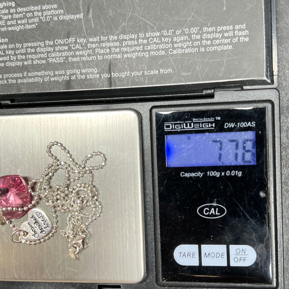 925 Sterling Silver Chosen Cherished Loved Pink Heart Necklace