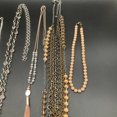 Vintage to Modern Mixed Costume Necklace Lot 10pc Faux Pearl Rhinestone Beaded