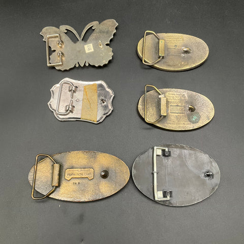 Vintage 70s Lot 6 Belt Buckles Jacques Seeds Chevrolet Pratt & Whitney