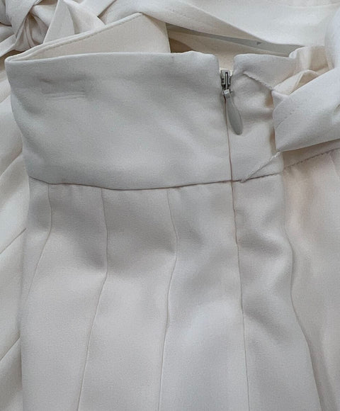 NWT Banana Republic Ivory Pleated Tie Waist Midi Skirt Women's Size 12