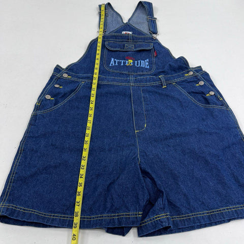 Vintage 90s Looney Tunes Tweety Bird Denim Overalls Shorts Sz 18/20W