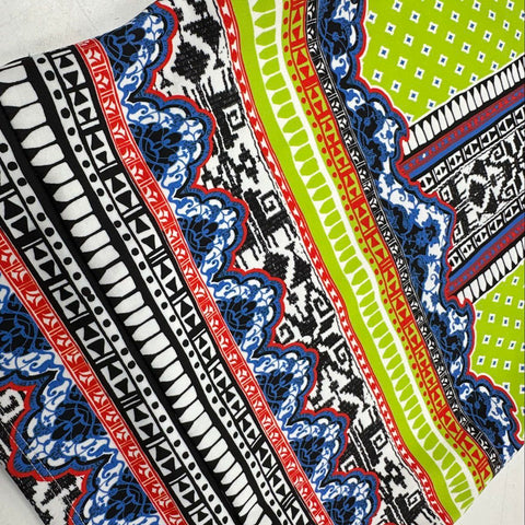 Hale Bob Women's Lime Green Multicolor Geometric Tribal Print V-Neck Dress