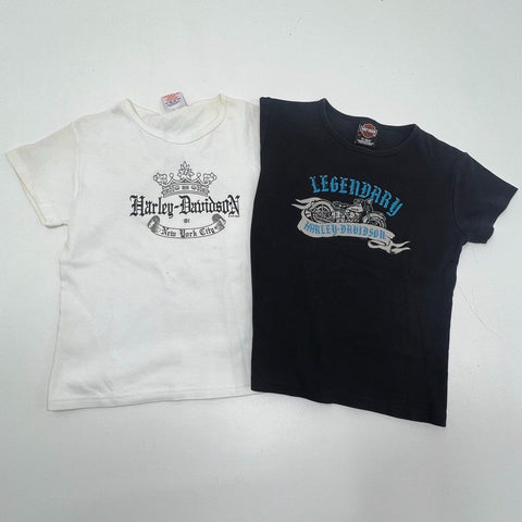 Vintage Y2K Harley-Davidson Lot of 2 NYC Twin Towers Baby Tee T-Shirts Sz XL