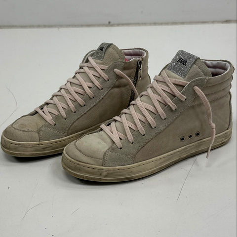 P448 Skate Grey Suede Silver Glitter High Top Sneakers Women's Size 38