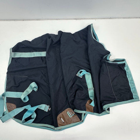 BMB Horse Blanket Turnout Sheet Black Mint Trim Adjustable Straps Approx 70in
