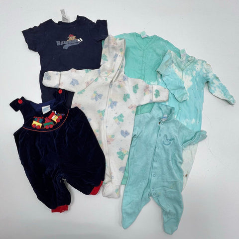 Vintage 90s Y2K Mixed Brands Multi-Color Romper Pajamas Lot 6 Unisex Baby