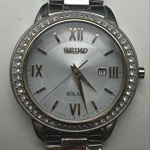 Seiko SUT246 Ladies Solar Watch Two-Tone Stainless Steel Crystal Bezel - Works