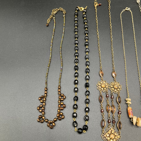 Tiger's Eye Beaded Multi-strand Statement Necklaces Wearable Jewelry Lot of 8
