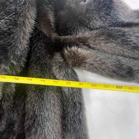 Vintage Dark Brown Faux Fur Coat Jacket Shawl Collar Mid-Century Style
