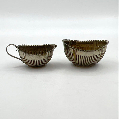 EPNS Silver Plate Creamer and Sugar Bowl Set 2 Piece Vintage Fluted Design