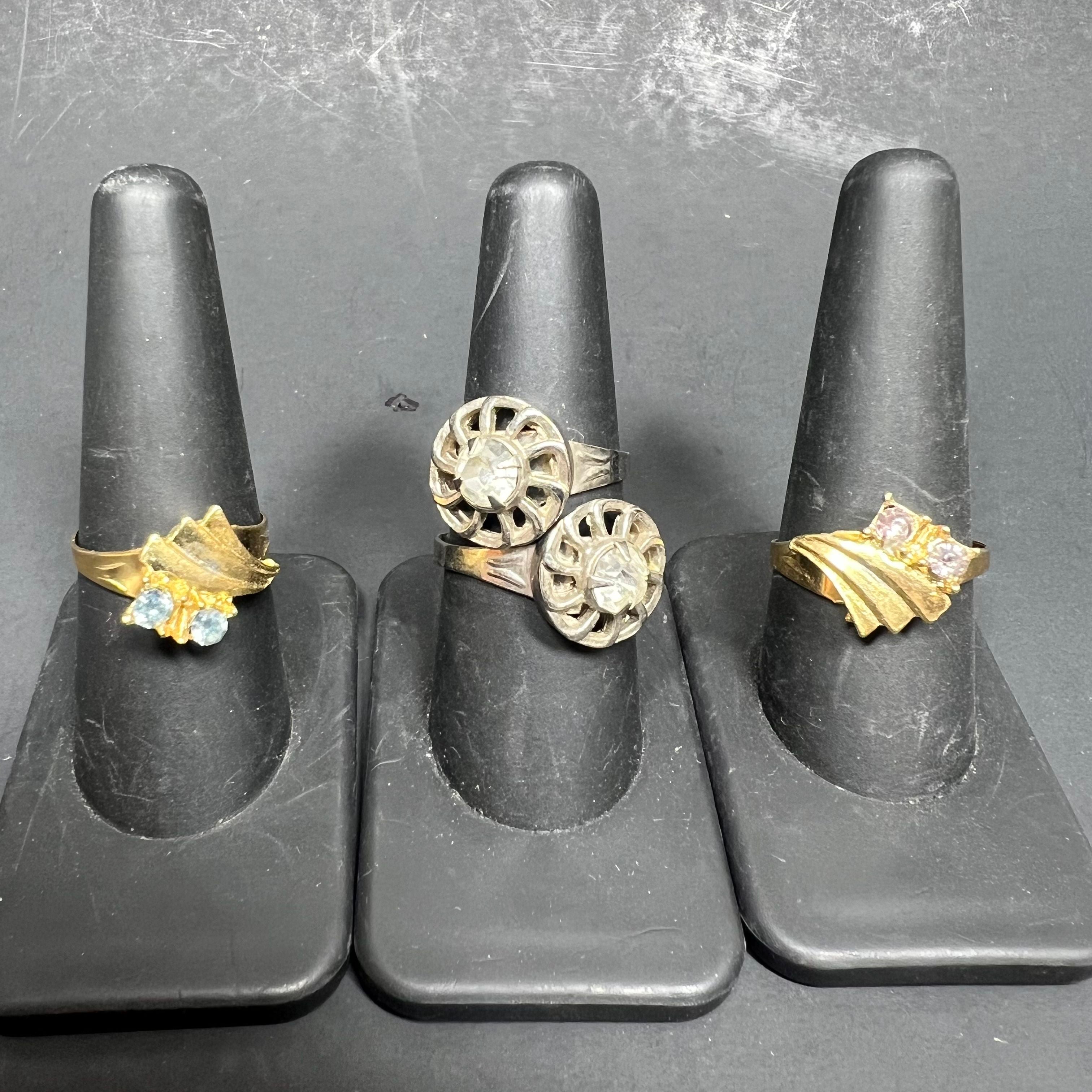 Lot of 4 Vintage Cleiman and Sons Ring Gemstone Silver Gold Tone MCM Jewelry