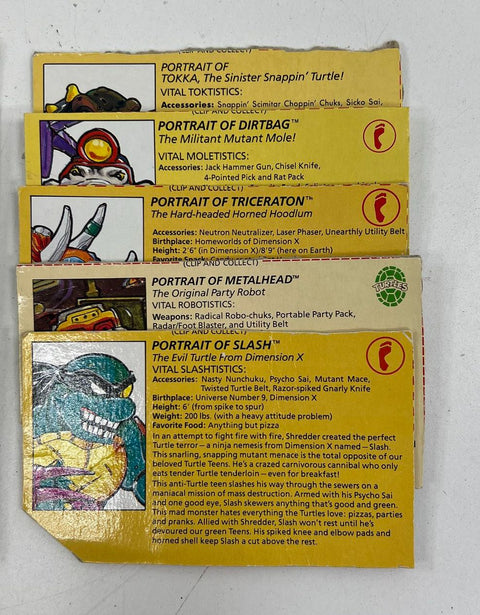 10 VTG TMNT Playmates File Cards Lot 1990s Shredder Slash Tokka Clip Collect