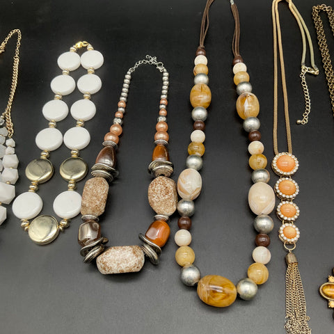 Vintage to Modern Mixed Costume Jewelry Necklace Lot 1.2 Lbs 8 Pieces Beaded