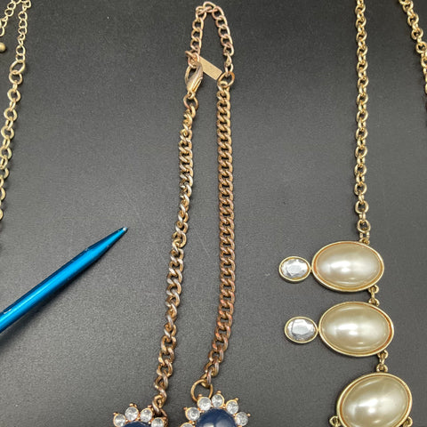 Liz Claiborne & Mixed Statement Necklaces Jewelry Lot of 6 Gold Silver Tone