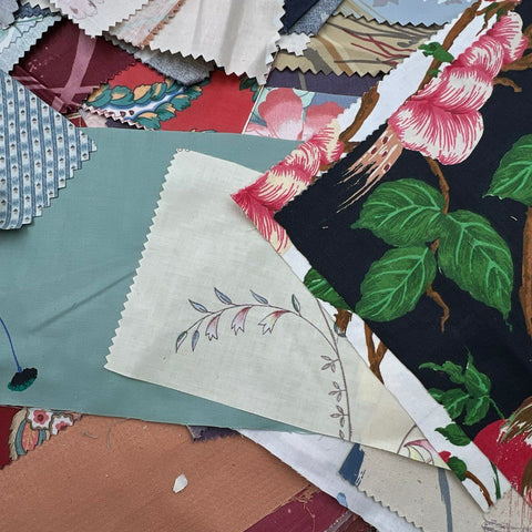 Vintage Fabric Quilt Squares Scraps Lot Mixed Patterns Florals Cotton 7.5 lbs