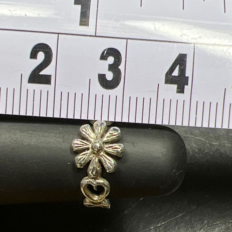 Small Flower Sterling Silver Ring Size 2