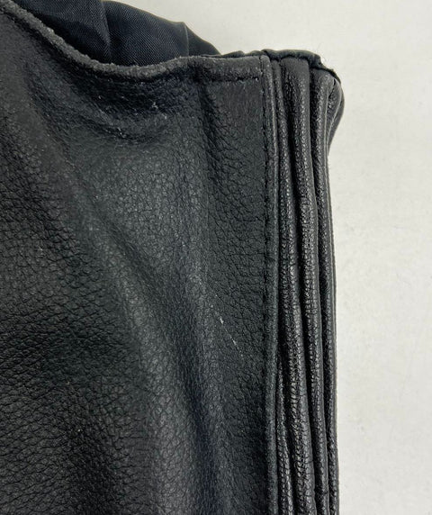 Interstate Leather Black Genuine Leather Biker Motorcycle Vest Men's L