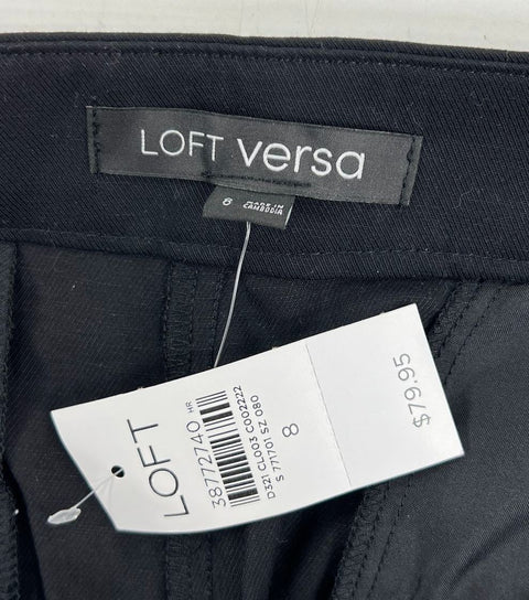 NWT Loft Versa Black Pure Spun Wide Leg Cropped Pants Women's Size 8