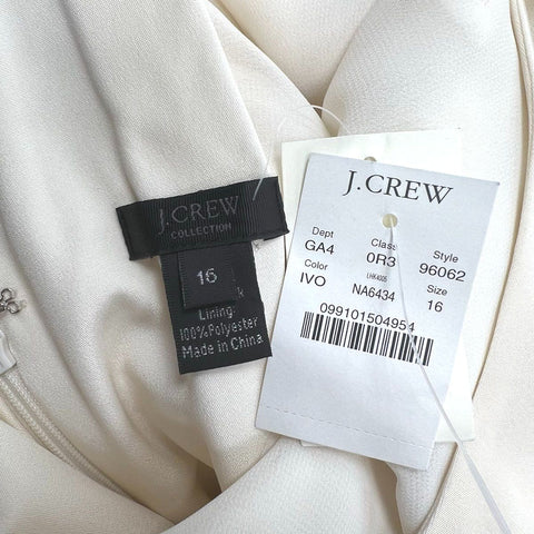 J.Crew Collection Women's Taryn Dress Ivory Silk Chiffon Halter Maxi NWT Sz 16